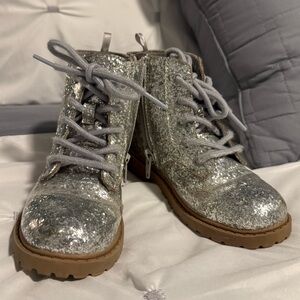 Old Navy Silver Sparkly Silver Kids Boots